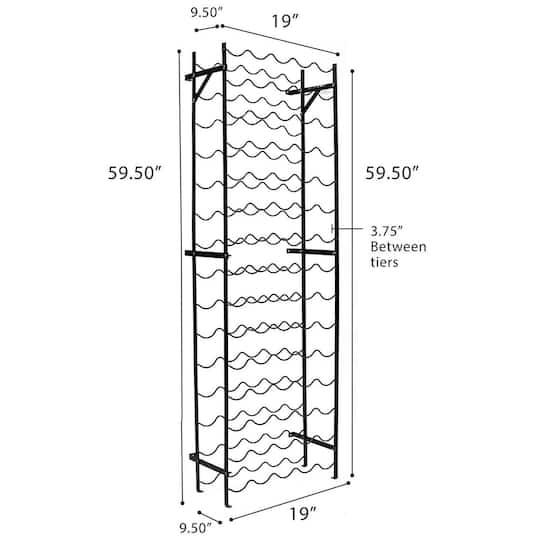 Sorbus Black 75-Bottle Freestanding Metal Wine Rack